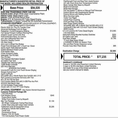 2026 RAM Ram 3500 RAM 3500 TRADESMAN CREW CAB 4X4 8' BOX