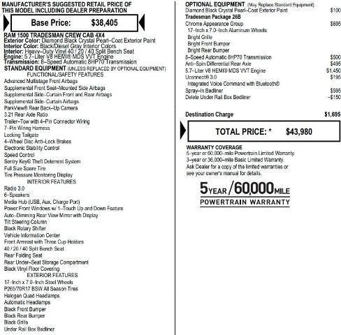2020 RAM 1500 Classic Tradesman Crew Cab 4x4 5'7' Box