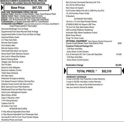 2026 RAM Ram 1500 RAM 1500 TRADESMAN CREW CAB 4X4 5'7' BOX