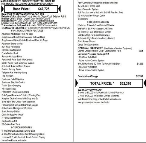 2026 RAM Ram 1500 RAM 1500 TRADESMAN CREW CAB 4X4 5'7' BOX