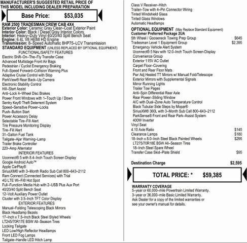2026 RAM Ram 2500 RAM 2500 TRADESMAN CREW CAB 4X4 6'4' BOX