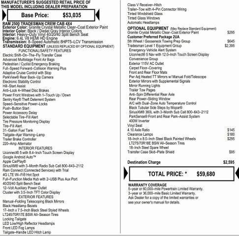 2026 RAM Ram 2500 RAM 2500 TRADESMAN CREW CAB 4X4 6'4' BOX