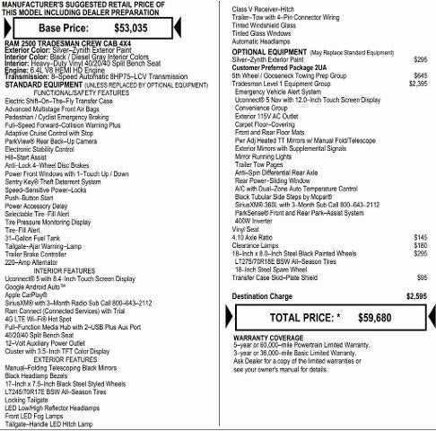 2026 RAM Ram 2500 RAM 2500 TRADESMAN CREW CAB 4X4 6'4' BOX