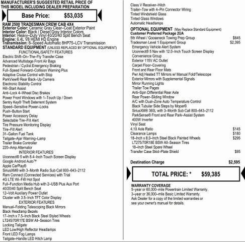 2026 RAM Ram 2500 RAM 2500 TRADESMAN CREW CAB 4X4 6'4' BOX
