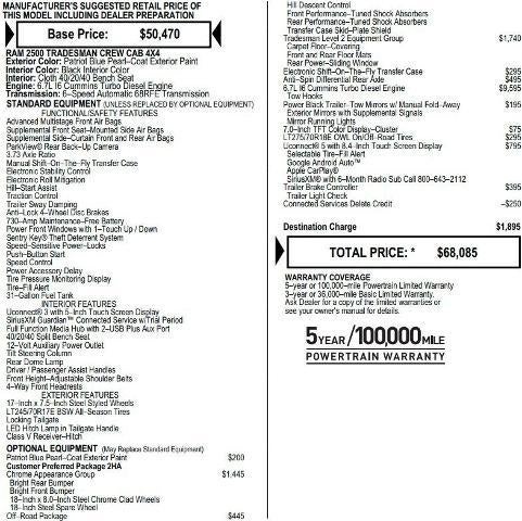 2022 RAM 2500 Tradesman Crew Cab 4x4 6'4' Box