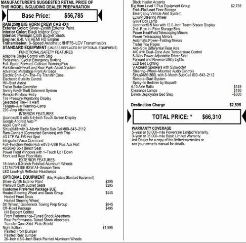 2026 RAM Ram 2500 RAM 2500 BIG HORN CREW CAB 4X4 6'4' BOX