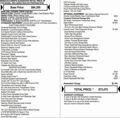 2026 RAM Ram 2500 RAM 2500 LARAMIE CREW CAB 4X4 6'4' BOX