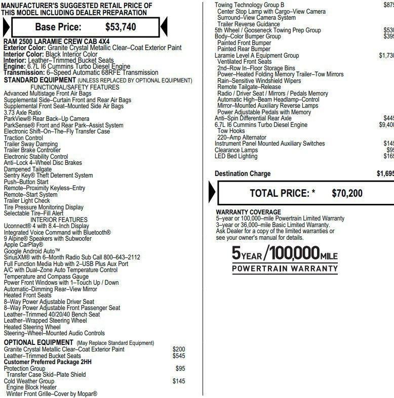 2021 RAM 2500 Laramie Crew Cab 4x4 6'4" Box