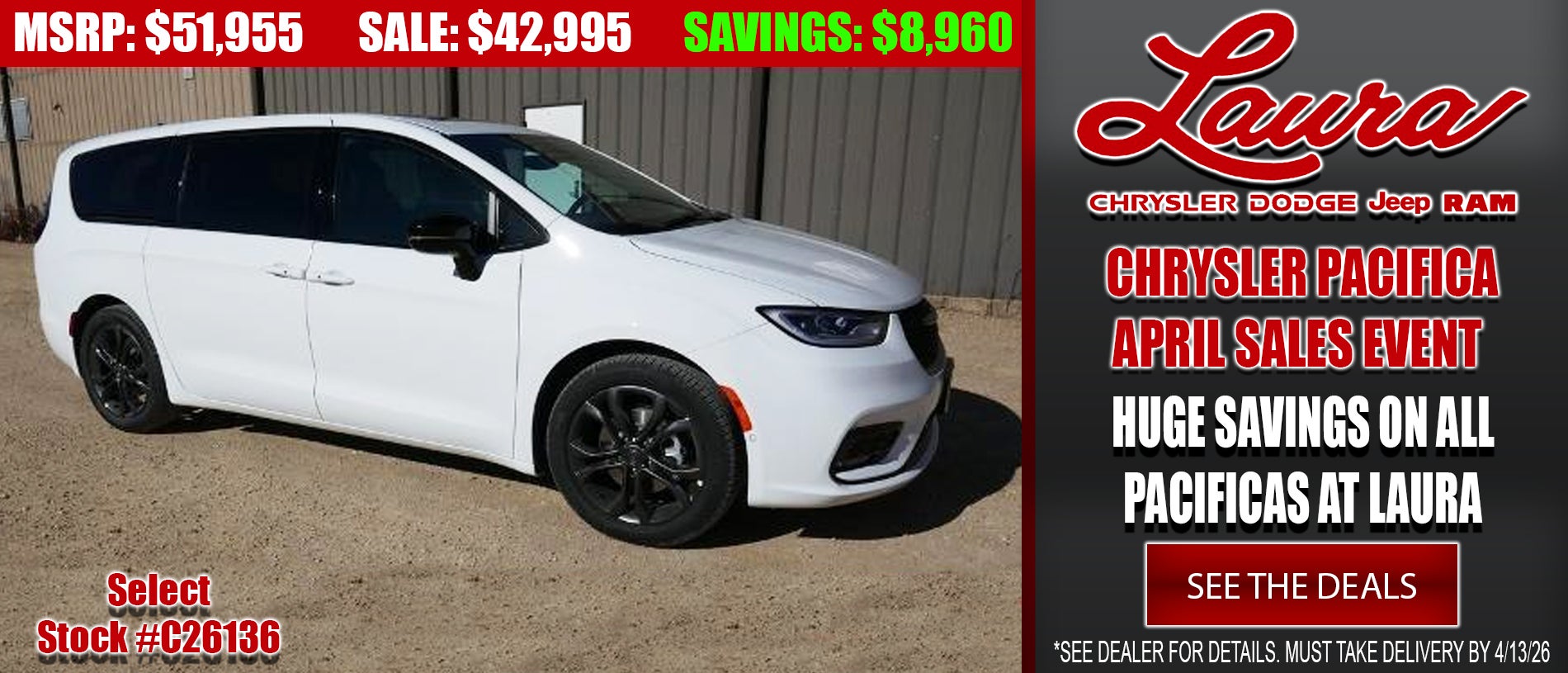 Search new Chrysler Pacifica vehicles at Laura CDJR